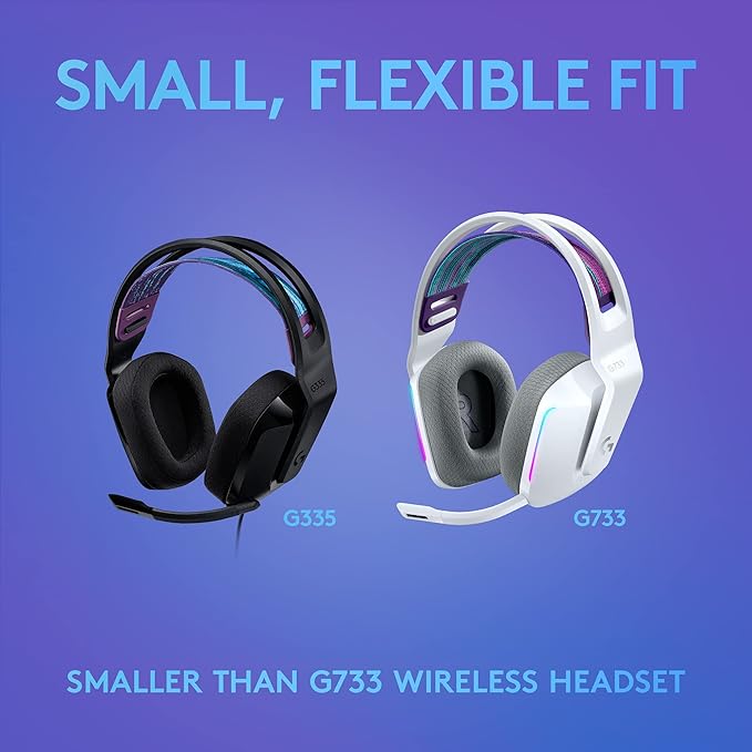 Logitech G335 Wired Gaming Headset, with Flip to Mute Microphone, 3.5mm Audio Jack, Memory Foam Earpads, Lightweight - Black