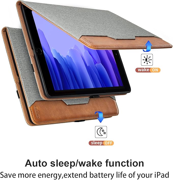 Case for Samsung Galaxy Tab A7 10.4 Inch 2020 (SM-T500/T505/T507) - PU Leather Folio Stand Case with Hand Starp and Pocket, Auto Wake/Sleep Smart Tablet Cover, Black