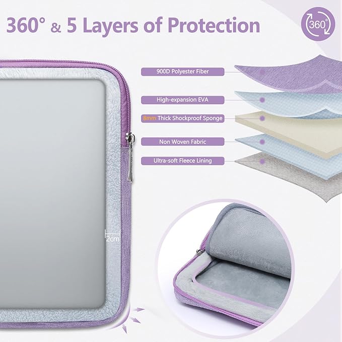 HYZUO 15-16 Inch Laptop Sleeve Bag Set for MacBook Pro 16 M4/M3/M2/M1 Pro/Max, 15" Surface Book, Notebook Case for 15" 15.6" HP Dell Lenovo ThinkBook Asus Acer Samsung Huawei, Lilac Purple