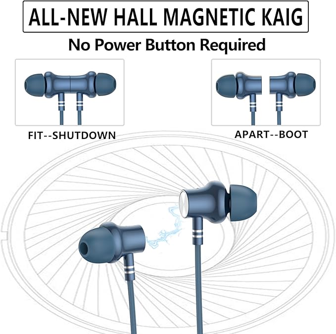 Neckband Bluetooth Headphones，V5.2 with Microphone, 35 Hours Playtime, in-Ear Bluetooth Neckband Headphones，IPX7 sweatproof deep bass is Used for Music Phone Sports. (Blue)