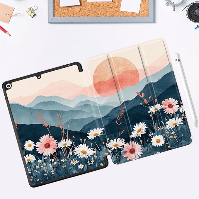 DONGKE Case Compatible with iPad 10.2 Inch 2021 2020 2019 iPad 9th/8th/7th Generation with Pencil Holder, Slim Stand Protective Case with Soft TPU Back, Auto Sleep/Wake Cover, Daisie