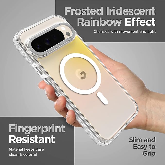 MOWIME Magnetic Case for Google Pixel 10 Pro XL [Compatible with Magsafe] [Cute Fashion Fluorescent Design] Shockproof Slim Translucent Matte Case for Pixel 10 Pro XL 6.8", White