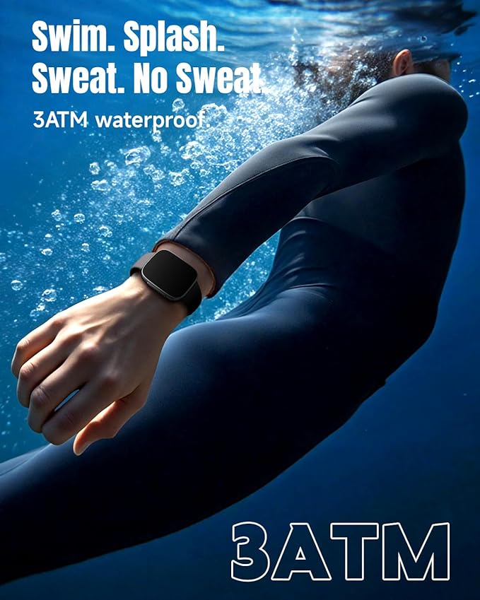 Smart Watch for Women Men Android & iPhone, 1.85" Ultra HD AMOLED Display,10 Day Battery, 3ATM Swimming Waterproof, Answer/Make Calls, Fitness/Heart Rate/Sleep Tracker/100 Sports, Black