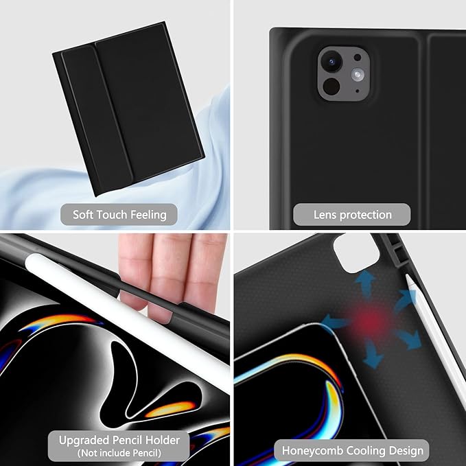 aMZCaSE for iPad Pro 13 inch Case with Keyboard (M4, 2024), iPad Pro 13 Keyboard with Magnetic Detachable Folio Slim Cover,Smart Sleep/Wake,Pencil Holder,Black