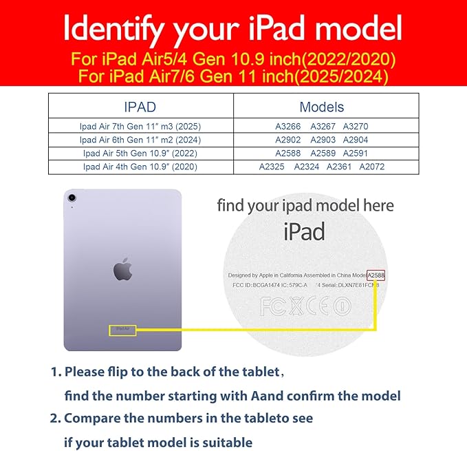 for Ipad Case Air 7th/6th Gen 11-inch M2/M3 2025/2024 and Ipad Air 5th/4th Gen 10.9-inch 2022/2020 Genuine Leather Cover Protective Shell,Auto Wake/Sleep.Dark Blue