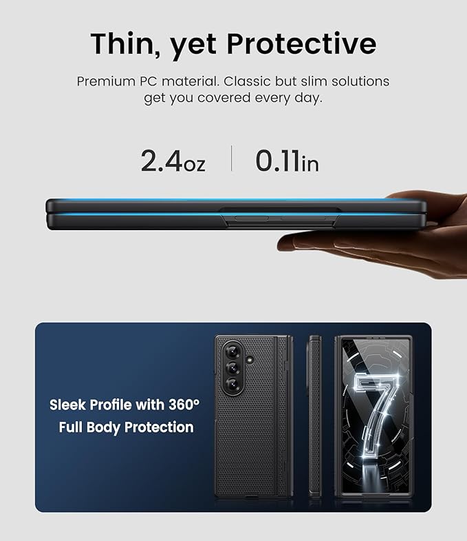 for Samsung Galaxy Z Fold 7 Case with Stand, Front Screen Protector, Hinge Protection, Slim & Rugged, Full Body Hard Cover, Daily Drop Protective Phone Case for Samsung Z Fold 7 5g 2025, Black