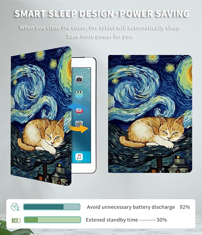 Case for 13 Inch Microsoft Surface Pro 8 (2021 Release) PU Leather Slim Lightweight Multiple Angles Stand Smart Cover with Auto Wake/Sleep for 2021 Surface pro 8 13 Inch, Art Galaxy Cat