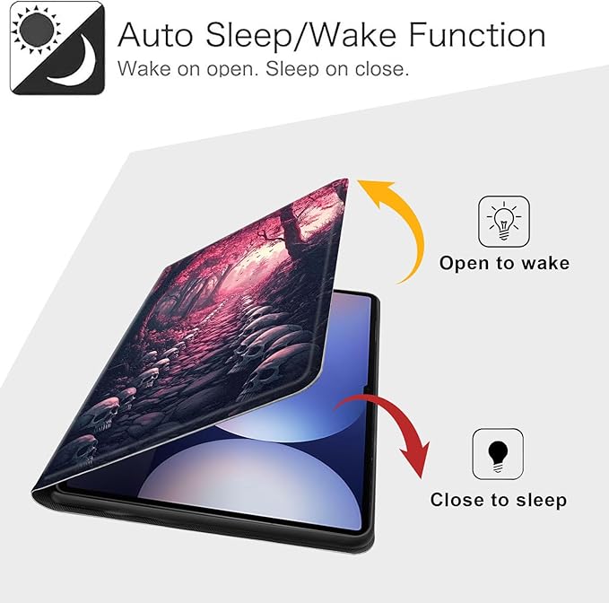 Case for Samsung Galaxy Tab S10 Plus/ S9 FE Plus/ S9 Plus 5G Tablet 12.4'', Slim PU Leather Stand Cover with Auto Wake/Sleep, Multi-Angle Viewing & Shockproof, Skulls Leading