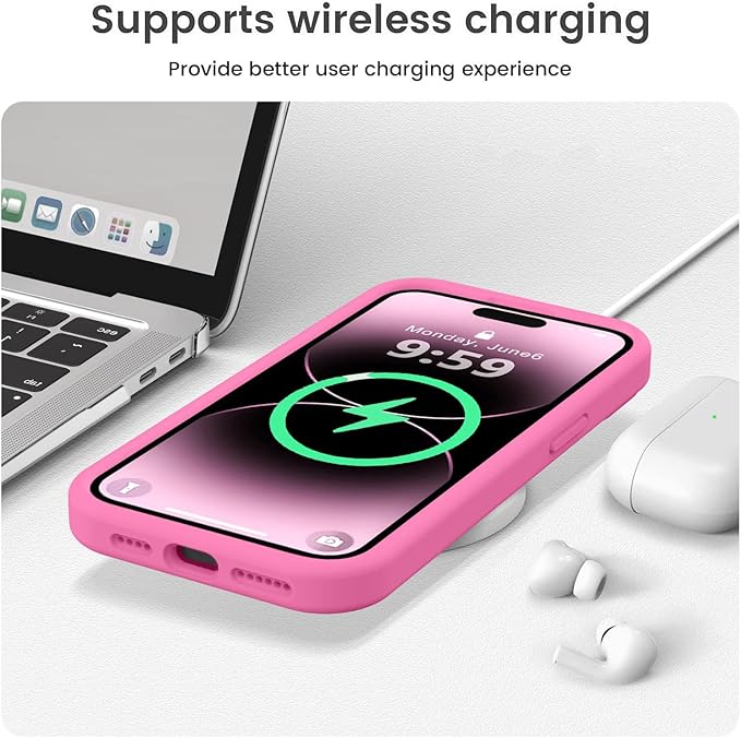 Vooii Compatible with iPhone 14 Pro Case, Liquid Silicone Upgrade [Camera Protection] [Soft Anti-Scratch Microfiber Lining] Shockproof Phone Case for iPhone 14 Pro 6.1 inch - Pitaya