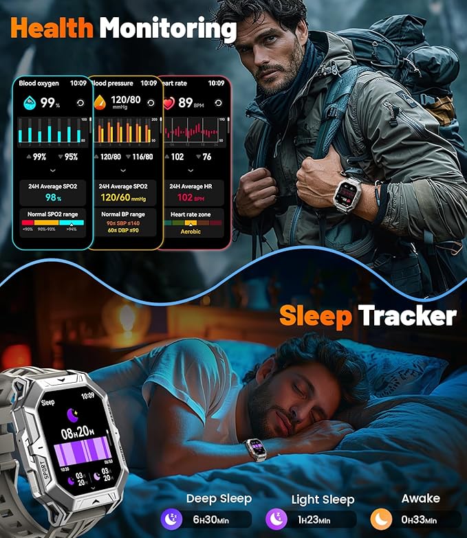 LIGE Smart Watch for Men with Make/Answer Call, 2.13"AMOLED Screen Fitness Watches for Men with 1000mAh Battery, 5ATM Swimproof Smartwatch, 110 Sports Modes Fitness Tracker, Heart Rate/Sleep Tracking