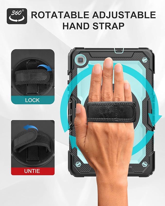 Tablet Case for Samsung Galaxy Tab S6 Lite 10.4 inch 2024/2022/2020 [with Tempered Glass Screen Protector], Rotating Kickstand/S Pen Holder/Shoulder & Hand Strap (SkyBlue)