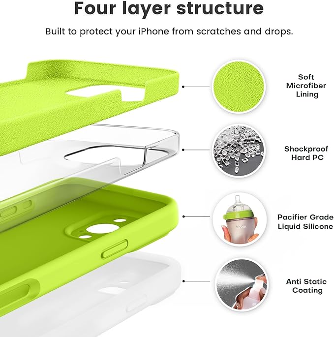 Vooii Compatible with iPhone 16 Pro Max Case, Liquid Silicone Upgrade [Camera Protection] [Soft Anti-Scratch Microfiber Lining] Shockproof Phone Case for iPhone 16 Pro Max 6.9 inch - Fluorescent Green