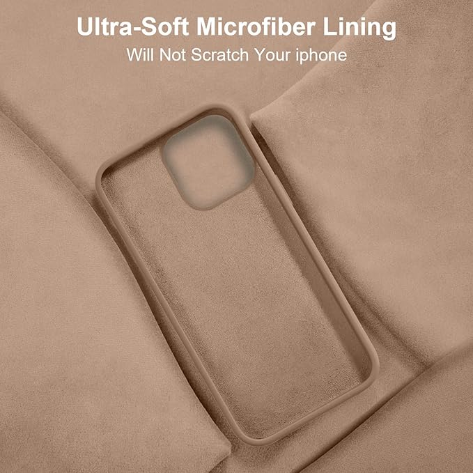 Vooii Compatible with iPhone 14 Case,[Silky Touch Premium Liquid Silicone] [Soft Anti-Scratch Microfiber Lining], Ultra Slim Shockproof Protective Case for iPhone 14 - Light Brown
