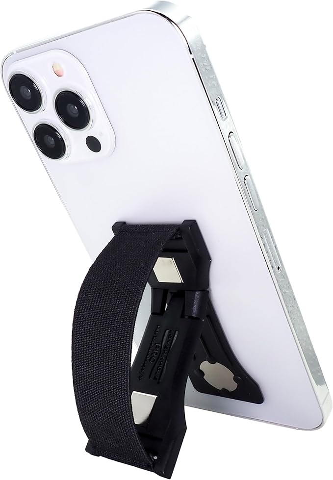 LOVEHANDLE PRO Premium Phone Grip - Elastic Phone Strap - Magnetic Phone Mount and Kickstand for Smartphone and Tablet - Black