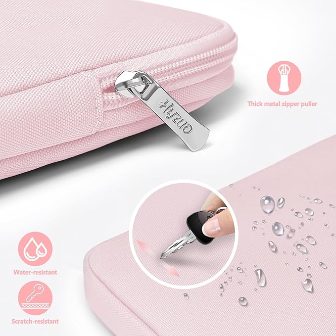 HYZUO 13.3-14 Inch Laptop Sleeve Bag Set for MacBook Pro 14 M4/M3/M2/M1, MacBook Air/Pro 13.3, 13.5"/13.8" Surface Book/Laptop, Notebook Case for 13.3" HP Dell Lenovo Asus Acer, Pale Pink