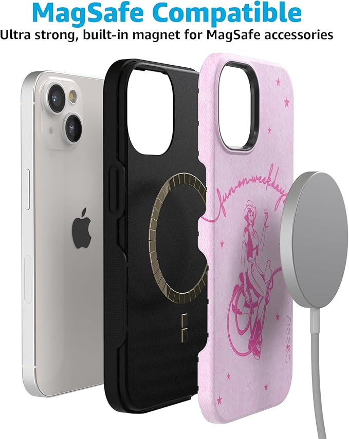 Casely iPhone 14 Case | Denim Cowgirl | Fun on Weekdays | Compatible with MagSafe | Bold Protective Design