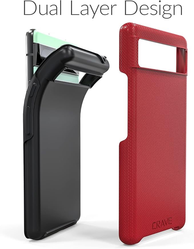 Crave Dual Guard for Google Pixel 6a Case, Shockproof Protection Dual Layer Case for Google Pixel 6a - Red