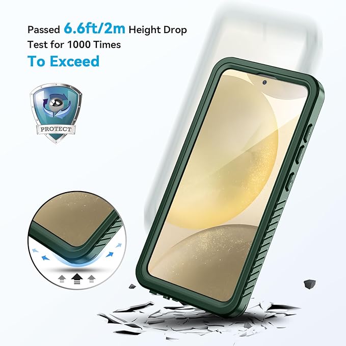 Lanhiem for Samsung Galaxy S24 Phone Case, IP68 Waterproof Dustproof Built-in Screen Protector Rugged Full Body Shockproof Protective Cover for Galaxy S24 5G 6.2 Inch, Green