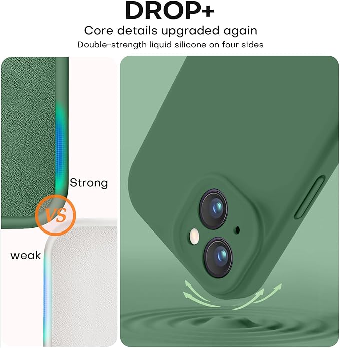 Vooii Compatible with iPhone 15 Plus Case, Upgrade Liquid Silicone [Enhanced Camera Protection] [Soft Anti-Scratch Microfiber Lining] Shockproof Phone Case for iPhone 15 Plus 6.7 inch - Green