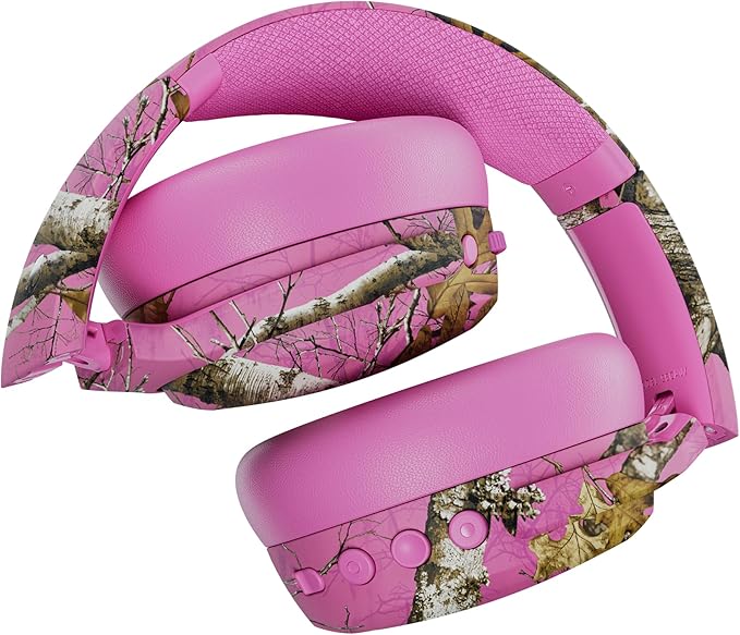 Skullcandy Crusher ANC 2 Wireless Over-Ear Bluetooth Headphones with Multi-Sensory Bass, Active Noise Cancelling, Up to 60 Hours Battery, Microphone for iPhone Android - Realtree Edge Colors Pink