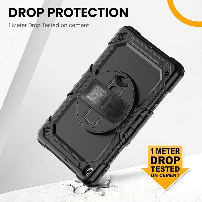 Timecity for Samsung Galaxy Tab A 10.1 Case 2019, Only Fit (SM-T510/ SM-T515/ SM-T517), Drop Proof with Hand Strap Stand Screen Protector Pencil Holder for Galaxy Tab A 10.1 Case - Black