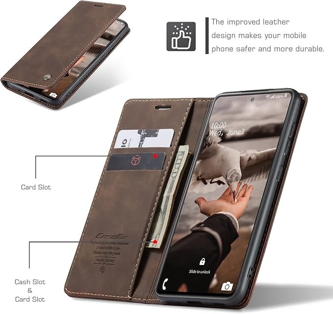 for Samsung Galaxy S20 FE Case, Flip Wallet Leather Case with Card Holder Magnetic Closure Shockproof Kickstand Protective Phone Cases Cover for Samsung S20 FE,Coffee