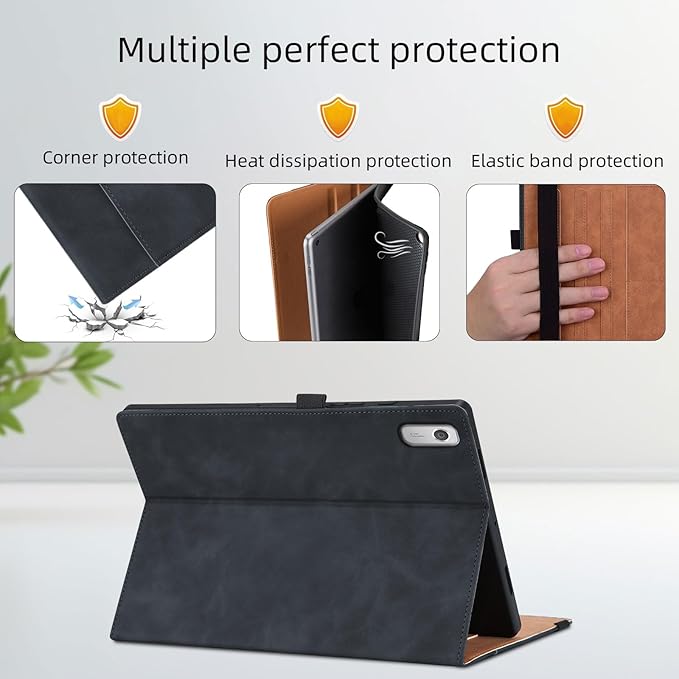 Case for Lenovo Tab M9 9.0 inch 2023 (TB-310FU) / Nook 9" Lenovo Tablet 2024, Multi-Angle Viewing Smart Cover with Pocket, Business PU Leather Flip Stand Cover-Black