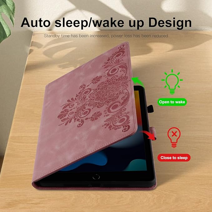 Case for Galaxy Tab A9+ Case 11 Inch, Retro Samsung Galaxy Tab A9 Plus Cover SM-X210/215 with Carved Flap, Magnetic Buckles Design, Stand Function Pink