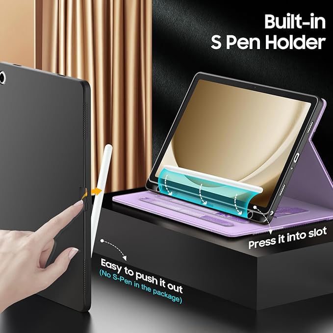 OKP Case for Samsug Galaxy Tab A9+ Plus 11 inch 2024(SM-X210/X216/X218), PU Leather Folio Cover with Multi-Angle Stand//Pen Holder, Auto Wake/Sleep Case for Galaxy A9+ 11" Tablet (Marble Purple)