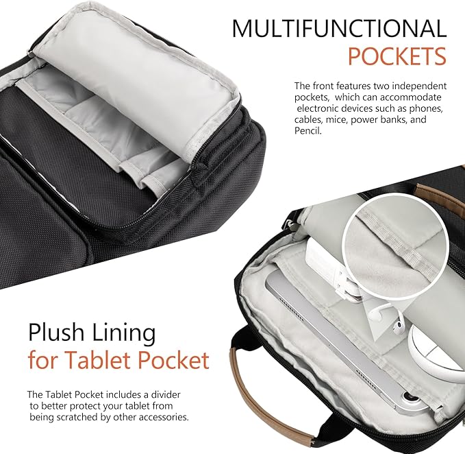 10-13 Inch Tablet Sleeve Bag, Ipad Bag for 13 In/11 in New iPad Pro M4 & 13 in Air M2 2024,iPad Pro 12.9 M2&M1,Ipad 10.9,Galaxy Tab S8+/S9+ 12.4,with Removable Shoulder Strap(Black)