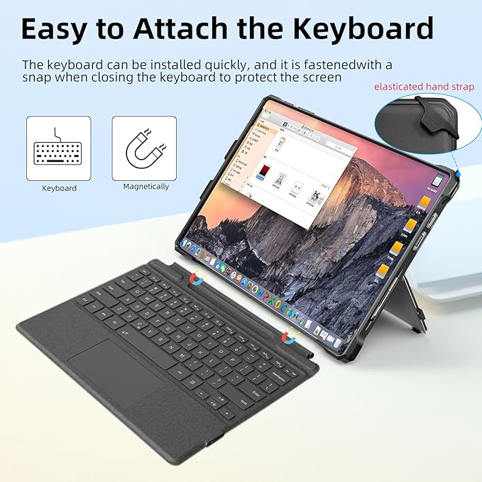 Case for 12.3" Microsoft Surface Pro 7+/7/6/5/4/Pro LTE Protective Rugged Cover Case, with Stylus Pen Holder and Hand Strap, Compatible with Type Cover Keyboard, Blue