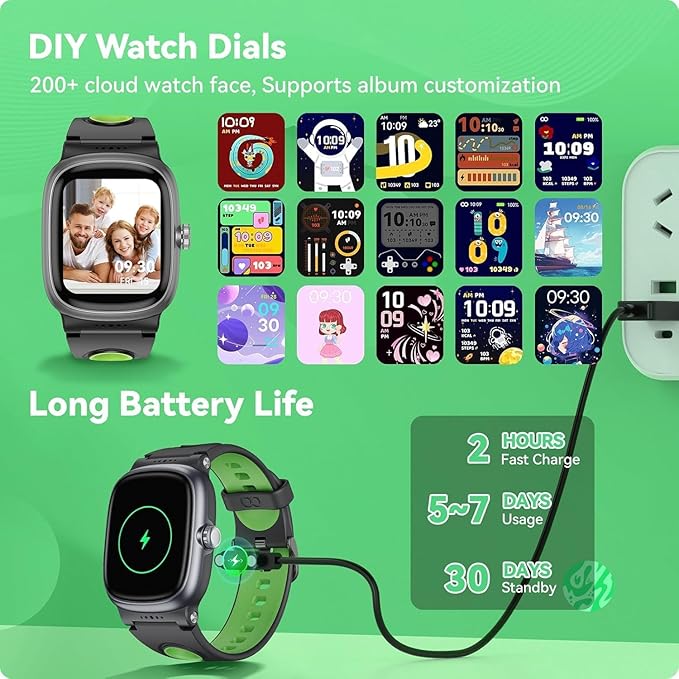 Smart Watch for Boys Girls with Sleep | Health | Activity Tracker, Games, Alarm, IP68 Waterproof Kids Fitness Watch with Pedometer, Family Account, Toys Gifts for Kids Aged 4-16