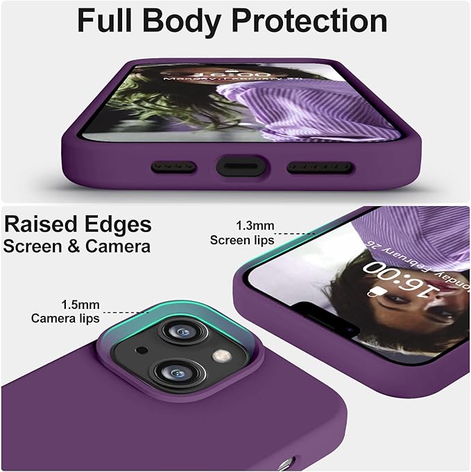 Vooii Compatible with iPhone 14 Case,[Premium Liquid Silicone Full Body Protective] [Soft Microfiber Lining] Anti-Scratch Shockproof Protective Case for iPhone 14 - Grape