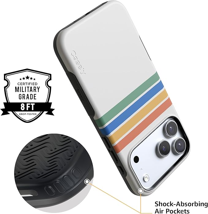 Casely iPhone 17 Pro Case | Totally Groovy | Rainbow Stripes Color Block | Compatible with MagSafe | Bold Protective Design