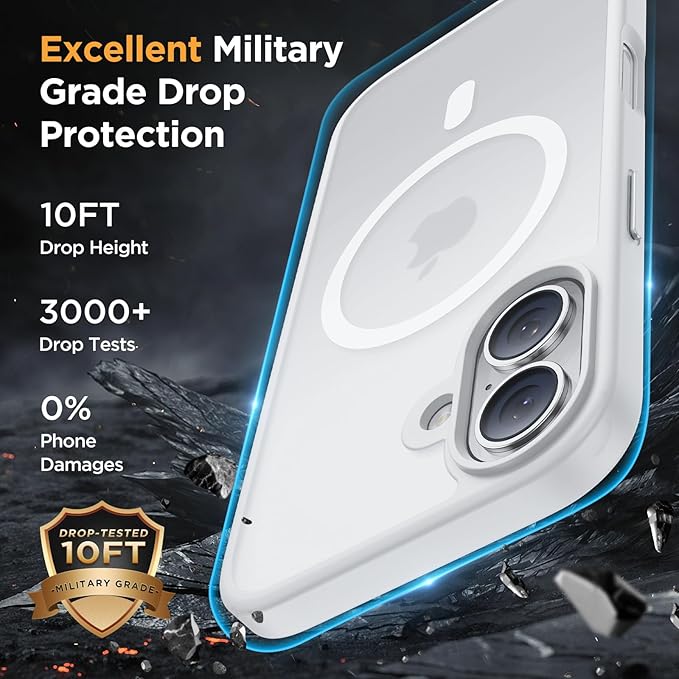 Miracase Magnetic Series for iPhone 16 Plus Case [Compatible with MagSafe] [with 2X Screen Protectors] Military-Grade Protection, Anti-Fingerprint, Slim Phone Case for 16 Plus 6.7 inch - White