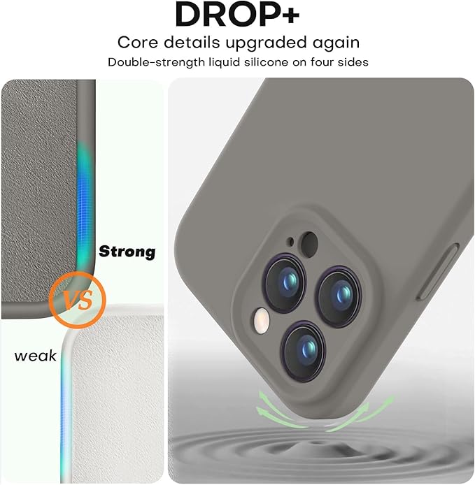 Vooii Compatible with iPhone 15 Pro Case, Upgrade Defender Liquid Silicone, [Camera Protection] [Soft Anti-Scratch Microfiber Lining] Shockproof Phone Case for iPhone 15 Pro - Natural Titanium
