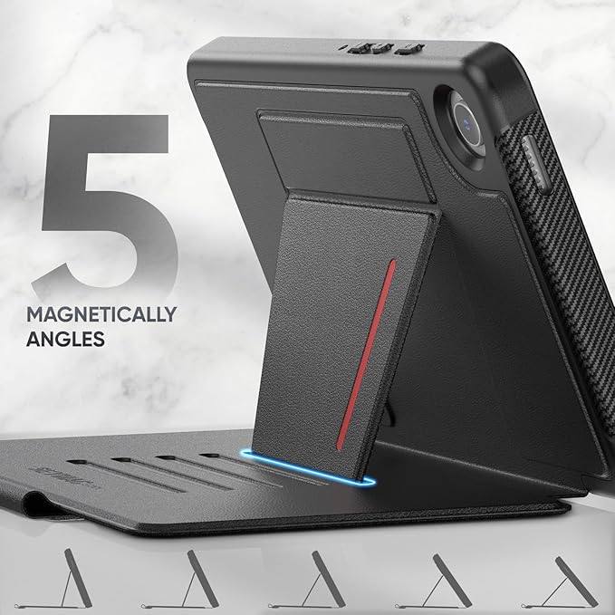 SEYMAC stock Case for Samsung Galaxy Tab A9 8.7'', Case with Magnetic Multi-Angles Stand, Card Slot for Galaxy Tab A9 8.7'' SM-X110/X115/X117, (Black)