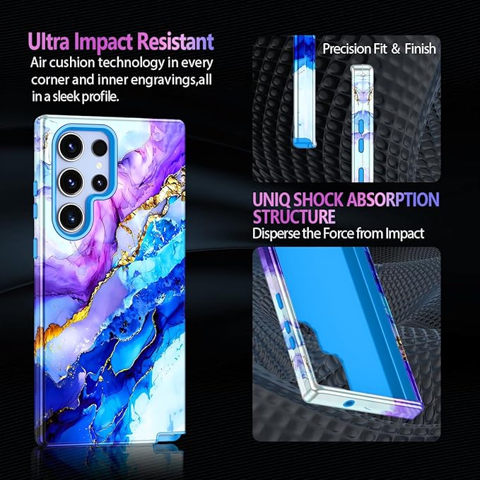 Casetego for Galaxy S23 Ultra Case,Compatible with MagSafe,[Military Grade Drop Test] Full Body Protection Slim Shockproof Rugged Marble Women Case for Samsung Galaxy S23 Ultra 6.8 inch,Azure Blue