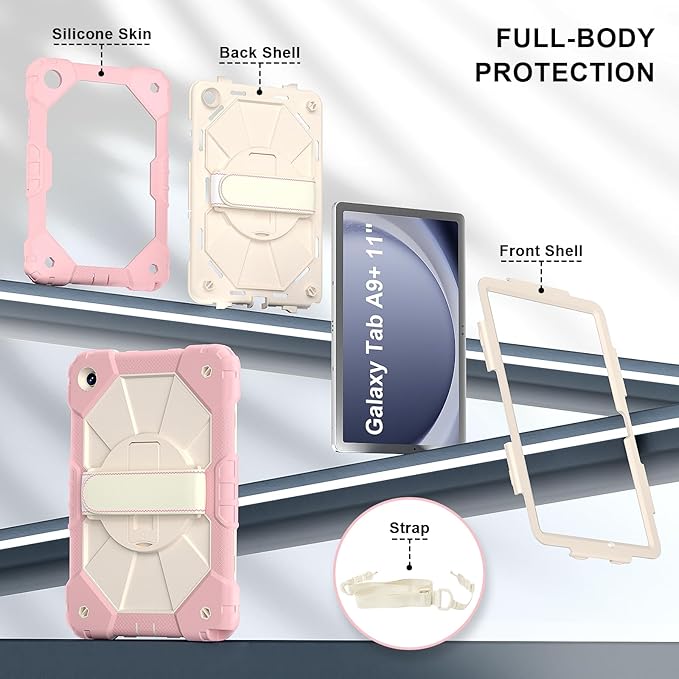 for Samsung Galaxy Tab A9 Plus 11 Inch 2023 (SM-X210/X216/X218), Heavy Duty Hard PC Soft Silicone Shockproof Rugged High Impact Protective Kickstand Case for Samsung A9 Plus Tablet 11 Inch 2023