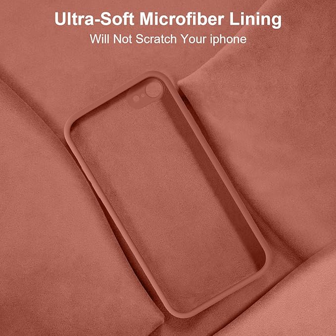 Vooii for iPhone SE Case 2022/3rd/2020,iPhone 8/7 Case, Upgraded Liquid Silicone with [Flat Edges] [Camera Protection] [Soft Anti-Scratch Microfiber Lining] Phone Case for iPhone SE - Caramel