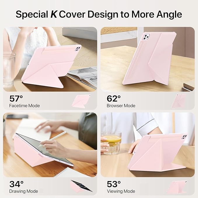 SANUODD for iPad Pro 13 inch Case M4 2024, Slim Powerful Magnetic Attachment Full Corner Protective iPad Case with Auto Wake/Sleep and Hidden Pencil Holder (Pastel Pink, iPad pro 13 inch)