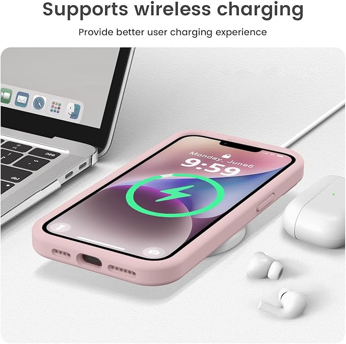 Vooii Compatible with iPhone 13 Pro Case, Liquid Silicone Upgrade [Camera Protection] [Soft Anti-Scratch Microfiber Lining] Shockproof Phone Case for iPhone 13 Pro 6.1 inch - Pink Sand