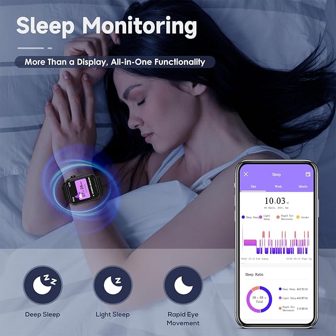 Smart Watches for Women Men, 1.83" HD Smartwatch with 120 Sports Modes, IP67 Waterproof, Bluetooth Call and Music Control；Heart Rate and Sleep Monitor (Black)