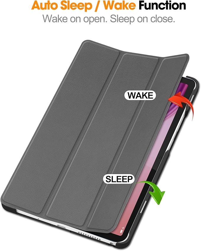 Case for Lenovo Tab One 8.7'' / Tab K9 Case, Folding Folio Ultra-Thin PU Leather Stand Case Cover with Auto Wake/Sleep for Lenovo Tab K9 8.7 Inch Gray
