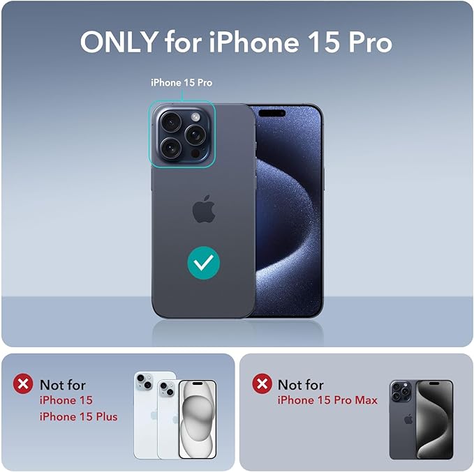 ESR for iPhone 15 Pro Case, Compatible with MagSafe, Military-Grade Protective Clear Case for iPhone 15 Pro,Built-in Stash Stand Phone Case, Scratch-Resistant Back Cover, Classic Series,Clear