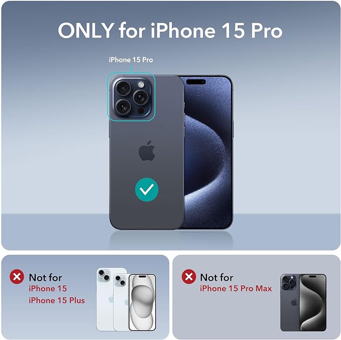 ESR for iPhone 15 Pro Case, Compatible with MagSafe, Military-Grade Protective Case, Built-in Stash Stand Phone Case, Scratch-Resistant Back Cover, Classic Series, Clear Grey