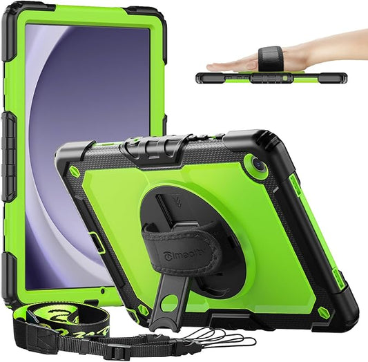 Timecity Case for Samsung Galaxy Tab A9 Plus 11 inch 2024 with Screen Protector, Full-Body Drop Protection Case with Rotating Stand, Hand/Shoulder Strap for Galaxy Tab A9+ (SM-X210/X216/X218) -Green
