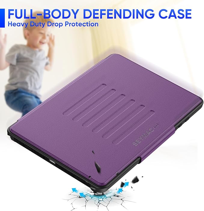 SEYMAC stock Case for Samsung Galaxy Tab A9+ Plus 11'', Auto Sleep/Wake Case with Magnetic Multi-Angles Stand, Card Slot for Galaxy Tab A9+/ A9 Plus 11'' SM-X210/X216/X218, (Purple)