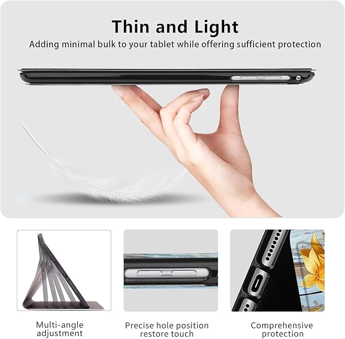 Slim Case for Samsung Galaxy Tab S10 FE / S9 FE 5G 10.9" & Tab S9 11", PU Leather Protective Cover, Multi-Angle Stand, Auto Sleep/Wake, Sunflower