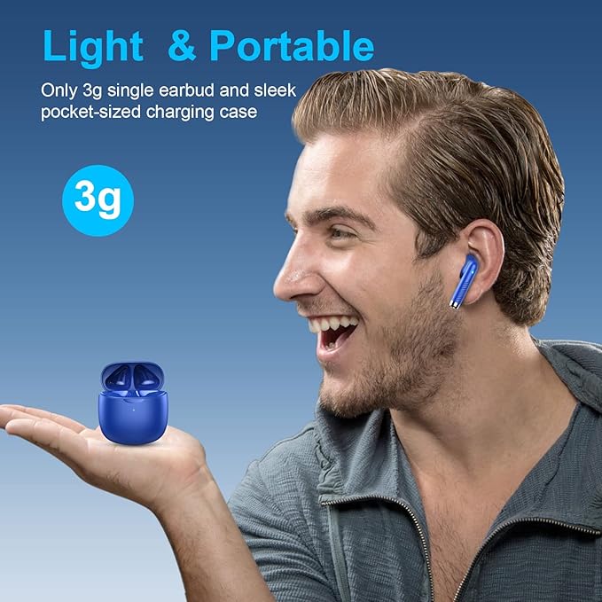Wireless Earbuds, Bluetooth 5.4 Earbuds Stereo Bass, Bluetooth Headphones in Ear Noise Cancelling Mic, Earphones IP7 Waterproof Sports, 32H Playtime USB C Charging Case Blue Ear Buds for Android iOS
